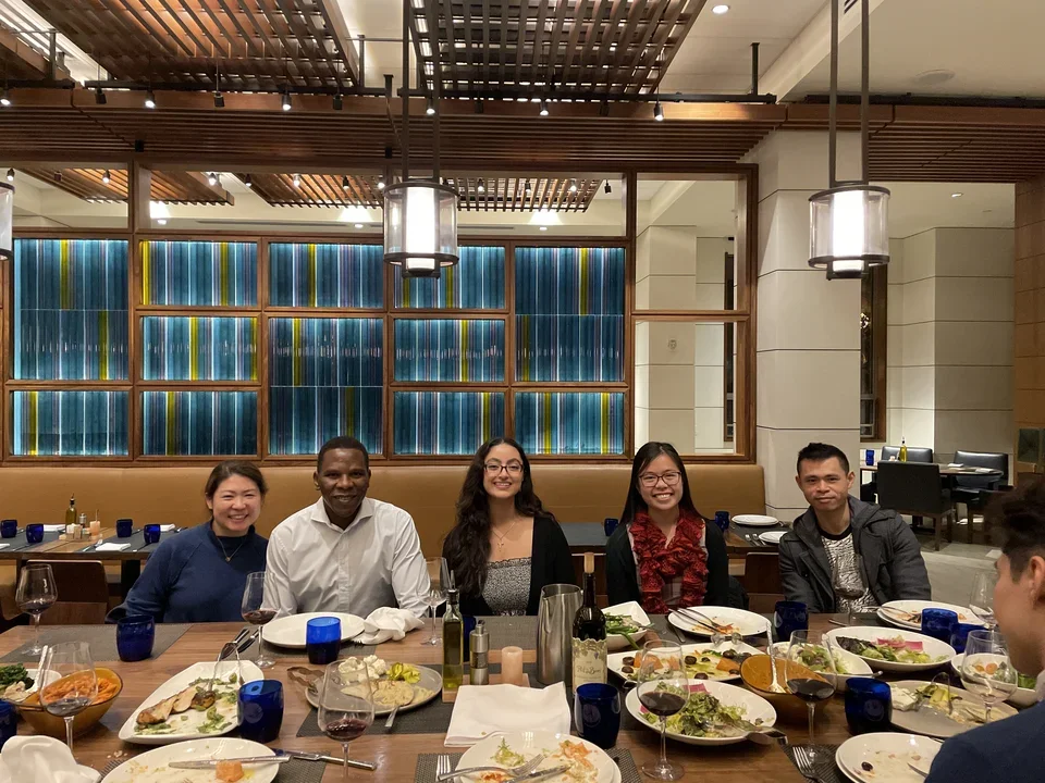 Ajijola Lab members at their annual end of year dinner.